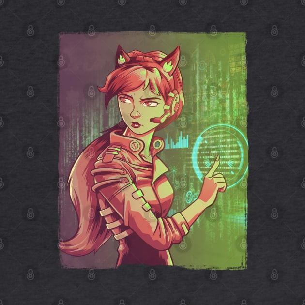 Cyberpunk Fox Girl by jpowersart